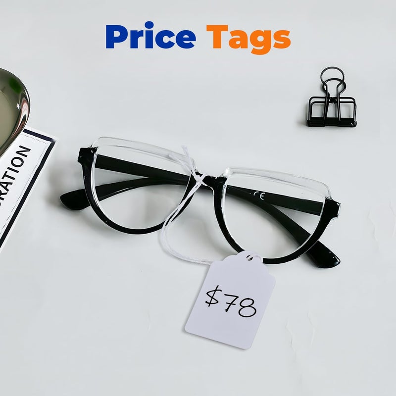 Brothersbox Price Tags with Strings Attached, 1000pcs Marking White Merchandise Hang Tags Labels for Goods Gifts Jewelry Clothing Garage Yard Rummage Sale Supplies 1 3/8" x 2 1/8" - Image 3